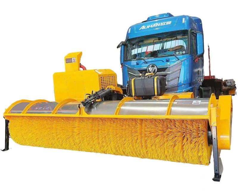 Large Vehicle Mounted Rotary Snow Brush working